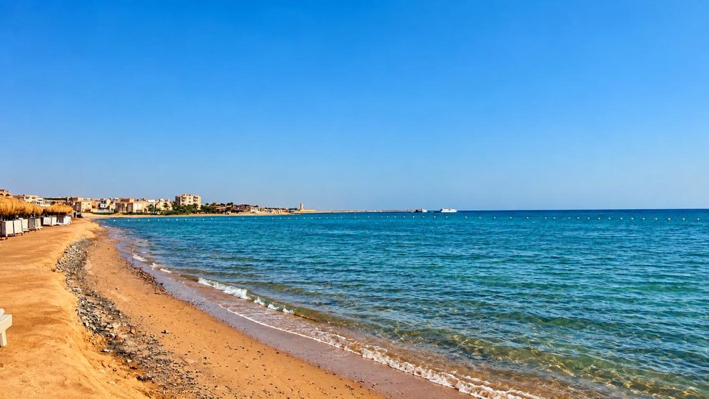 Plaża i płytkie morze przy Rewaya Inn Resort w Egipcie